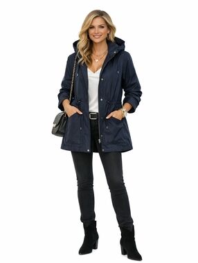 BOGNER Parka 'Zina' Midnight Blue Zip Up Raincoat Women's Sz 8